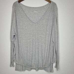 Lane Bryant Metallic Shimmer Gray Gold V-Neck Women's Blouse Top